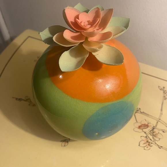 Crate & Barrel Round Roly Poly Ceramic Zoey Vase Multi-Color - Picture 2 of 11